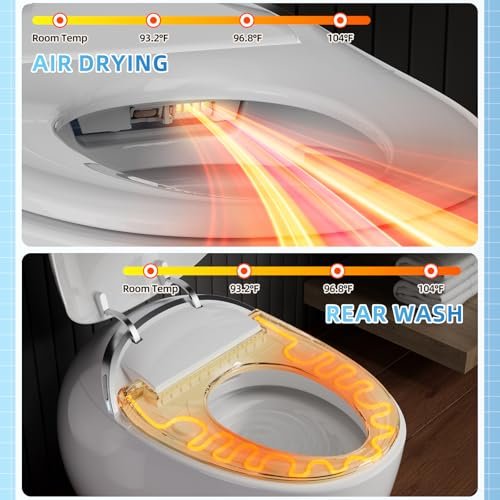 Sanyipace Smart Toilet with Bidet Built-in UV, Egg-shaped Creative One Piece Japanese Toilet with Built-in Tank, Foam Shileld, Self Clean Hygienic Nozzle, Dual Users Model Suitable for Family Use