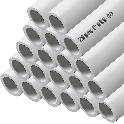 Sasylvia 20 Pcs White PVC Pipe DIY Projects Sch40 Furniture Grade for Home, Greenhouse, Garden, Farm, Workshop (1 Inch,4 Ft)
