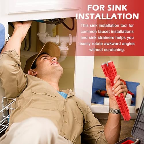 Saycker 14 in 1 Kitchen Faucet Sink Basin Wrench, Multi-functional Sink Wrench Faucet Installation Tools Basin Wrench Pipe Installer for Bathrooms,Toilets,Sinks Kitchen Plumbing