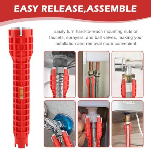 Saycker 14 in 1 Kitchen Faucet Sink Basin Wrench, Multi-functional Sink Wrench Faucet Installation Tools Basin Wrench Pipe Installer for Bathrooms,Toilets,Sinks Kitchen Plumbing