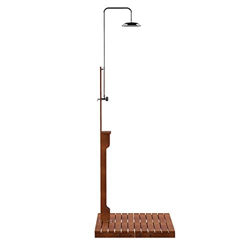 SEI Furniture Rain-Style Outdoor Shower, Oiled Eucalyptus - Natural