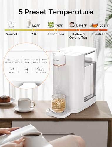 Sekaer Instant Hot Water Dispenser, 3L/106 Oz Electric Tea Kettle, Large Water Boiler Maker, 3s Quick Heating and 5 Variable Presets Temperatures, with Child Locks & Night Lights, SKE-2000