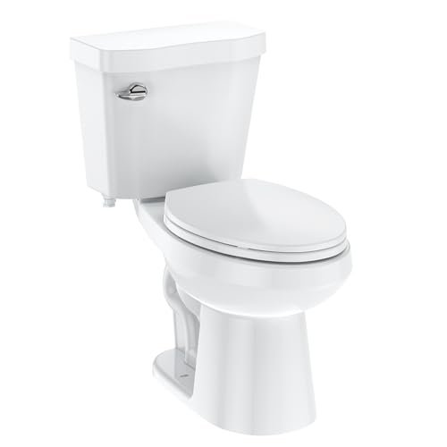 Senfot Two Piece Toilet Elongated ADA 17.5" Height, Side Press Flush Split Toilet with Under-Locking Lid, Toilets for Bathrooms Comfort, Powerful Flushing American Standard Toilet, White