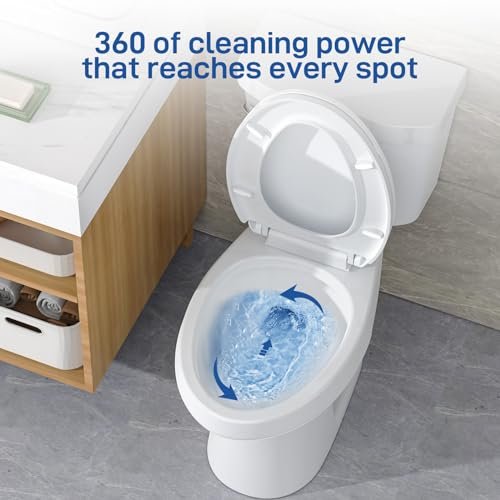 Senfot Two Piece Toilet Elongated ADA 17.5" Height, Side Press Flush Split Toilet with Under-Locking Lid, Toilets for Bathrooms Comfort, Powerful Flushing American Standard Toilet, White