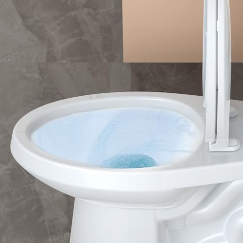 Senfot Two Piece Toilet Elongated ADA 17.5" Height, Side Press Flush Split Toilet with Under-Locking Lid, Toilets for Bathrooms Comfort, Powerful Flushing American Standard Toilet, White