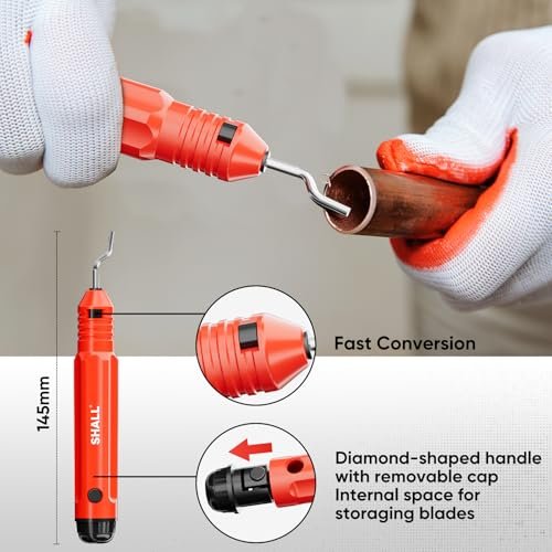 SHALL 4-Piece Tubing Cutter Set, 1/4’’ to 2’’OD Heavy Duty Copper Pipe Cutter, 1/8’’ to 7/8’’ Mini Tube Cutter, Deburring Tool & Inner Outer Pipe Reamer for Copper, Aluminum, Stainless Steel, PVC Pipe