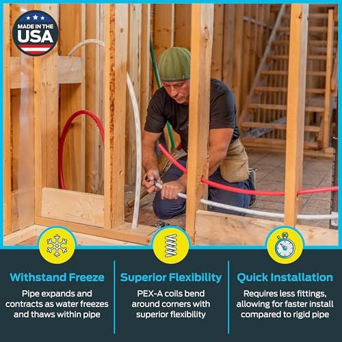 SharkBite 1/2 Inch x 100 Feet White PEX-A, Made in the USA, Flexible Water Pipe Tubing for Plumbing, UA60W100
