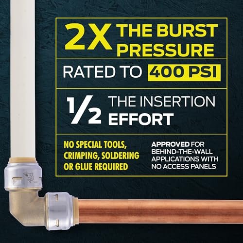 SharkBite Max 1/2 Inch Slip Coupling, Push to Connect Brass Plumbing Fitting, PEX Pipe, Copper, CPVC, PE-RT, HDPE, UR3008A