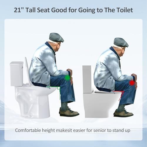 Simple Project Tall Toilets for Seniors 21 inch Extra High Toilets, Comfort Bowl Heigh 21", Seat Height 22", Two-Piece Toilet 1.28GPF Powerful, 12 Inch Rough-in, White Color, for Bathroom