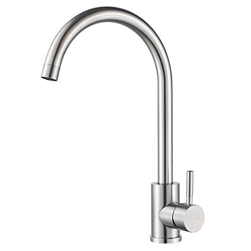 Single Handle High Arc Kitchen Faucet Stainless Steel Brushed Nickel,Commercial Single Hole Kitchen Sink Faucet,Modern One Hole Bar Sink Faucet
