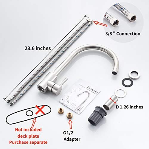 Single Handle High Arc Kitchen Faucet Stainless Steel Brushed Nickel,Commercial Single Hole Kitchen Sink Faucet,Modern One Hole Bar Sink Faucet