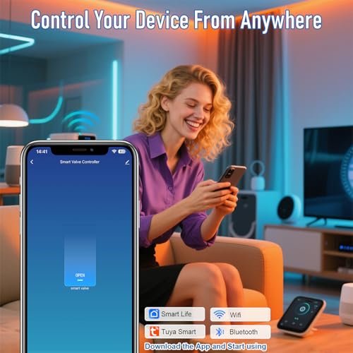 Smart 1/2" WiFi Shutoff Water Ball Valve, Smart App Control, 4 Timer Modes, Supports 2.4 GHz WiFi Only, Various Sizes, Brass Valve, Upgrade Version