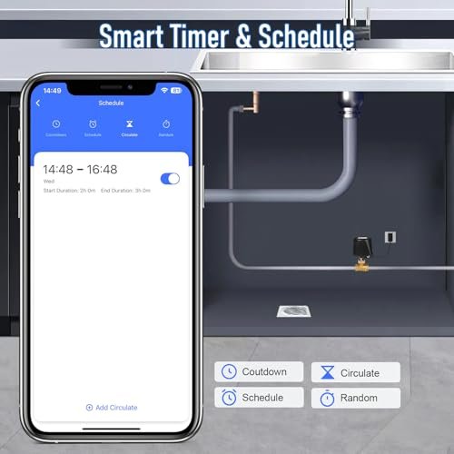 Smart 1/2" WiFi Shutoff Water Ball Valve, Smart App Control, 4 Timer Modes, Supports 2.4 GHz WiFi Only, Various Sizes, Brass Valve, Upgrade Version