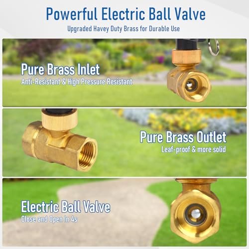 Smart 1/2" WiFi Shutoff Water Ball Valve, Smart App Control, 4 Timer Modes, Supports 2.4 GHz WiFi Only, Various Sizes, Brass Valve, Upgrade Version