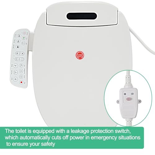 Smart Heated Bidet Toilet Seat, Unlimited Warm Water, Warm Air Dryer, Multiple Cleaning Modes Feminine Washing, Soft Closed Toilet Lid, Night Light ，With Toilet Filter