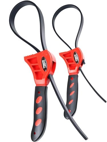 SMART JERRY - Rubber Strap Wrench Plumbing | 2-Pack Rubber Belt Wrenches for Shower Heads, Oil Filter, Pipes & Drain | Adjustable Shower Head Wrenches | Oil Filter Strap Wrench