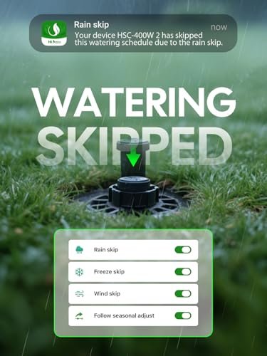Smart Sprinklers Controller WiFi, Irrigation Controller Easy Use App Enabled, 4 Zone + 16 Plans, Save Water Auto Skip Rain, Freeze & Wind, 10 Minutes Install (Deep Grey)