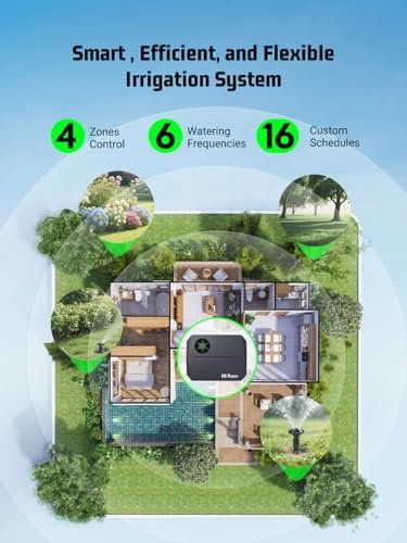 Smart Sprinklers Controller WiFi, Irrigation Controller Easy Use App Enabled, 4 Zone + 16 Plans, Save Water Auto Skip Rain, Freeze & Wind, 10 Minutes Install (Deep Grey)