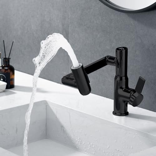 Smart Temperature Bathroom Faucet,Single Handle Bathroom Faucet,Bathroom Sink Faucet,Kitchen Faucet taps (Matte Black)