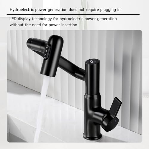 Smart Temperature Bathroom Faucet,Single Handle Bathroom Faucet,Bathroom Sink Faucet,Kitchen Faucet taps (Matte Black)