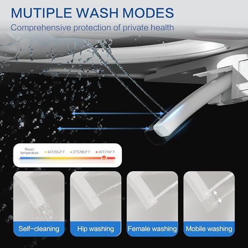 Smart Toilet with Built-In Bidet, Heated Seat, Dual Auto Flush with Foot Sensor, Tankless Design, Warm Water Wash & Dry, Modern Elongated Electric Toilet, LED Display, 1000g MAP, 1.28GPF