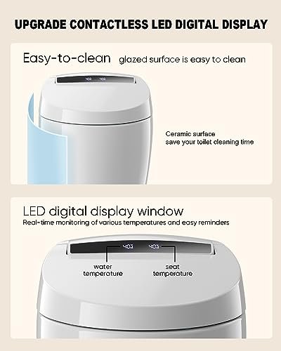 Smart Toilet,Tankless Toilets with Warm Water Sprayer and Dryer, Foot Sensor Operation,Bidet with Heated Seat Smart with Bidet Built In Fahrenheit LED Display