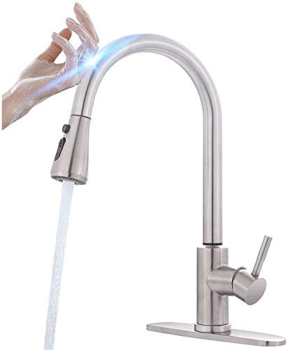 Smart Touch Faucet for Kitchen Sink : MSTJRY Touch Kitchen Faucets with Pull Down Sprayer Touch Kitchen Faucet-Stainless Steel Touch Faucet(Brushed Stainless Steel)