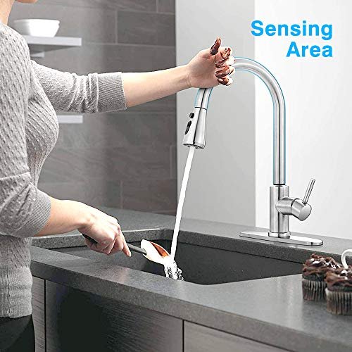 Smart Touch Faucet for Kitchen Sink : MSTJRY Touch Kitchen Faucets with Pull Down Sprayer Touch Kitchen Faucet-Stainless Steel Touch Faucet(Brushed Stainless Steel)