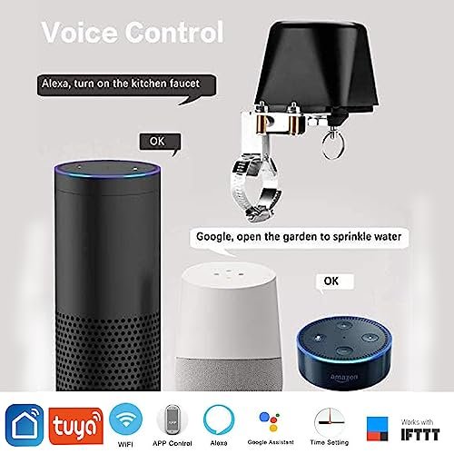 Smart Water Valve, WiFi Water Valve, Upgraded Version of Intelligent Water Valve Closing, Automatic Ball Valve Watering Timer, Sprinkler Controller, Smart Life App, Compatible with Alexa and Google