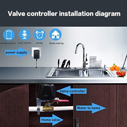 Smart Water Valve, WiFi Water Valve, Upgraded Version of Intelligent Water Valve Closing, Automatic Ball Valve Watering Timer, Sprinkler Controller, Smart Life App, Compatible with Alexa and Google