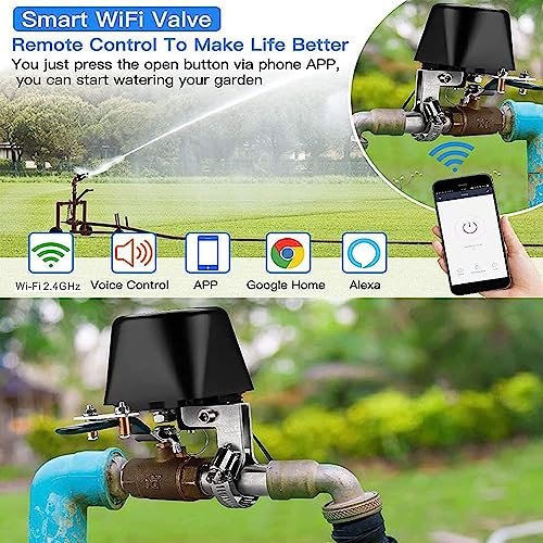 Smart Water Valve, WiFi Water Valve, Upgraded Version of Intelligent Water Valve Closing, Automatic Ball Valve Watering Timer, Sprinkler Controller, Smart Life App, Compatible with Alexa and Google