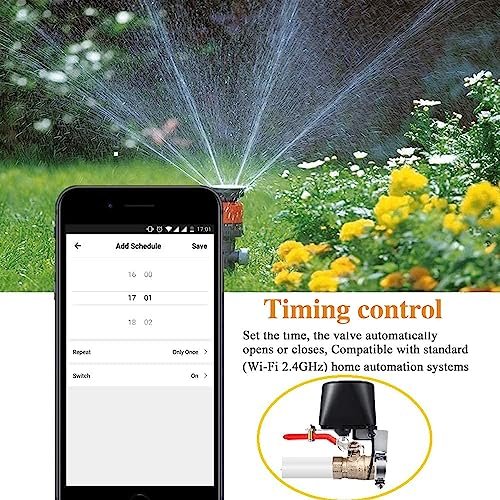 Smart Water Valve, WiFi Water Valve, Upgraded Version of Intelligent Water Valve Closing, Automatic Ball Valve Watering Timer, Sprinkler Controller, Smart Life App, Compatible with Alexa and Google