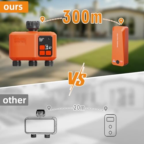 Smart WiFi Sprinkler Timer 3 Zone,WiFi Water Timer for Garden Hose with 984 FT Range,APP & Remote Control,Alexa & Google Voice Compatible,Rain Delay, Manual Mode Sprinkler System