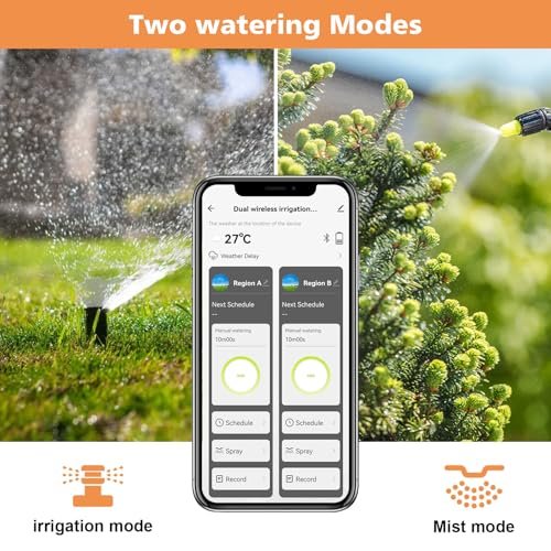 Smart WiFi Water Timer for Garden Hose - 2 Zone Sprinkler Timer with WiFi Hub - Hose Timers for Watering with Rain Delay - Irrigation Sprinkler Controller for Garden Lawns - Works with Alexa