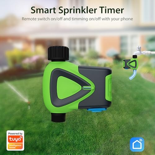 Smart WiFi Water Timer No Need Gateway, WiFi Sprinkler Valve Timer for Garden Hose APP & Remote Control Alexa & Google Voice Compatible,Rain Delay, Manual Mode Sprinkler System