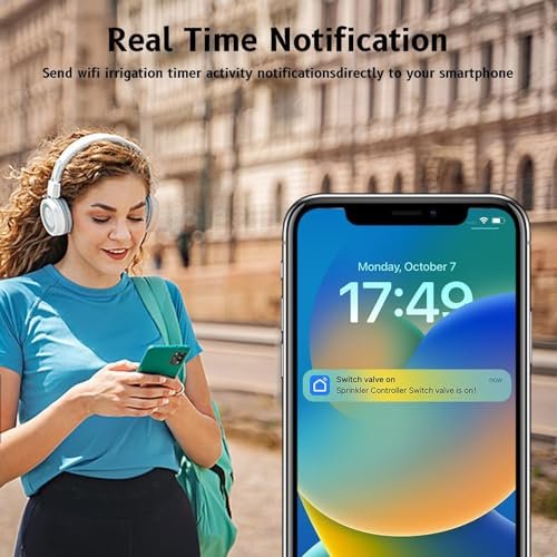 Smart WiFi Water Timer No Need Gateway, WiFi Sprinkler Valve Timer for Garden Hose APP & Remote Control Alexa & Google Voice Compatible,Rain Delay, Manual Mode Sprinkler System