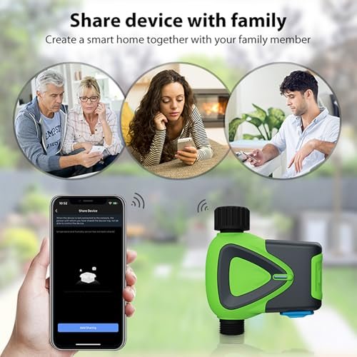 Smart WiFi Water Timer No Need Gateway, WiFi Sprinkler Valve Timer for Garden Hose APP & Remote Control Alexa & Google Voice Compatible,Rain Delay, Manual Mode Sprinkler System