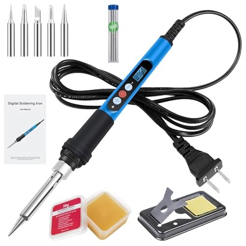 Soldering Iron Kit, 90W 110V Fast Heat up LCD Digital Soldering Gun kit with Ceramic Heater, 10 in 1 Adjustable Temperature Soldering Kit with Automatic Sleep Mode