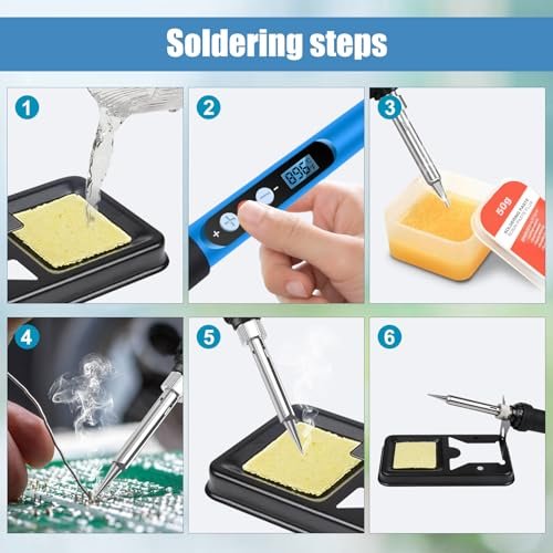 Soldering Iron Kit, 90W 110V Fast Heat up LCD Digital Soldering Gun kit with Ceramic Heater, 10 in 1 Adjustable Temperature Soldering Kit with Automatic Sleep Mode
