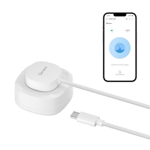 SONOFF SNZB-05P Zigbee Water Leak Sensor with Detection Cable for Alarm System and Smart Home Automation, Wireless Mini Flood Detector for Kitchen Bathroom Basement 1Pack