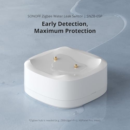 SONOFF SNZB-05P Zigbee Water Leak Sensor with Detection Cable for Alarm System and Smart Home Automation, Wireless Mini Flood Detector for Kitchen Bathroom Basement 1Pack