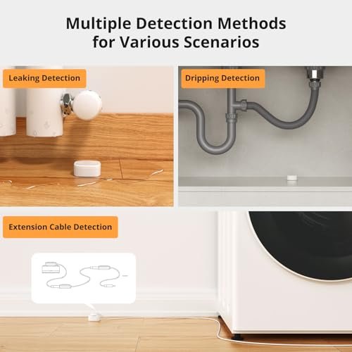 SONOFF SNZB-05P Zigbee Water Leak Sensor with Detection Cable for Alarm System and Smart Home Automation, Wireless Mini Flood Detector for Kitchen Bathroom Basement 1Pack