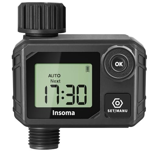 Sprinkler Timer for Garden, Programmable Irrigation Hose Timers, Water Timer with Rain Delay/Manual/Automatic Watering System, for Yard, Lawn