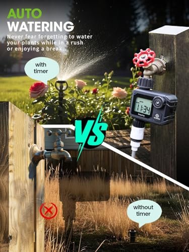 Sprinkler Timer for Garden, Programmable Irrigation Hose Timers, Water Timer with Rain Delay/Manual/Automatic Watering System, for Yard, Lawn