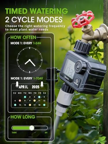 Sprinkler Timer for Garden, Programmable Irrigation Hose Timers, Water Timer with Rain Delay/Manual/Automatic Watering System, for Yard, Lawn
