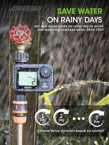 Sprinkler Timer for Garden, Programmable Irrigation Hose Timers, Water Timer with Rain Delay/Manual/Automatic Watering System, for Yard, Lawn