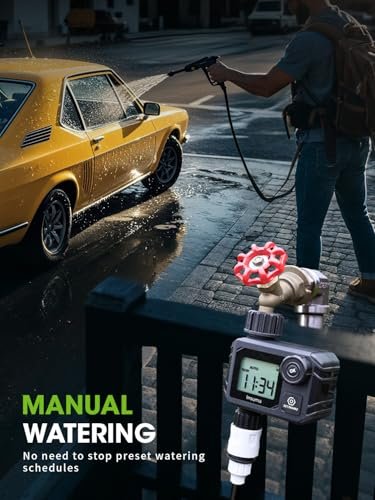 Sprinkler Timer for Garden, Programmable Irrigation Hose Timers, Water Timer with Rain Delay/Manual/Automatic Watering System, for Yard, Lawn