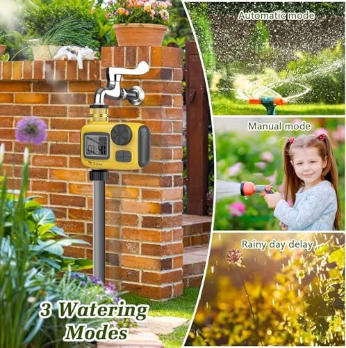Sprinkler Timer for Outdoor,2025 Brass Inlet Release Water Timer for Garden Irrigation Hose Timers with Rain Delay and Manual Irrigation for Garden,Lawn,Yard Watering System