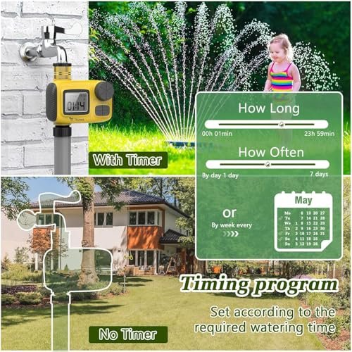 Sprinkler Timer for Outdoor,2025 Brass Inlet Release Water Timer for Garden Irrigation Hose Timers with Rain Delay and Manual Irrigation for Garden,Lawn,Yard Watering System