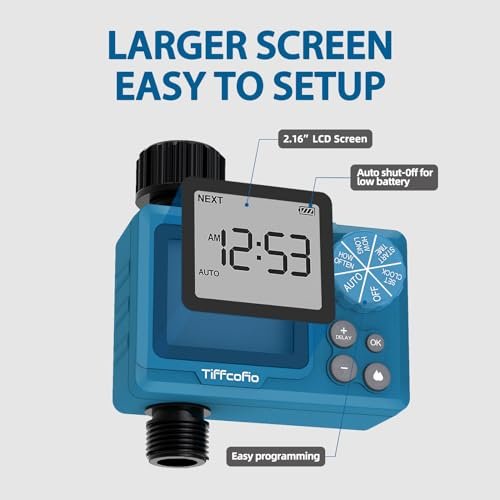 Sprinkler Timer Outdoor, Digital Pogrammable for Garden Hose, Irrigrtion Timer with Rain Delay and Manual Mode (1 Pack)